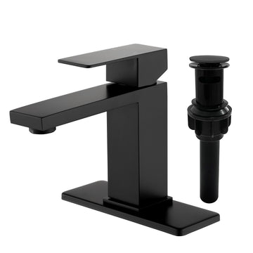 Stainless Steel Basin Faucets Square One Handle Hot and Cold Water Mixer Hotel Vanity Faucet for Bathroom